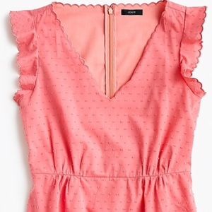 NWT J. Crew Peplum Top in Coral Swiss Dot Sz 4